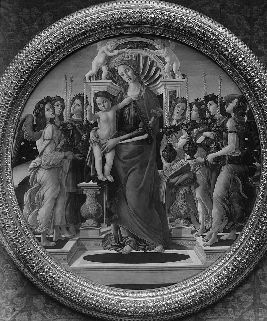Maria con il Bambino e angeli che portano candelabri - Staatliche Museen, Berlino